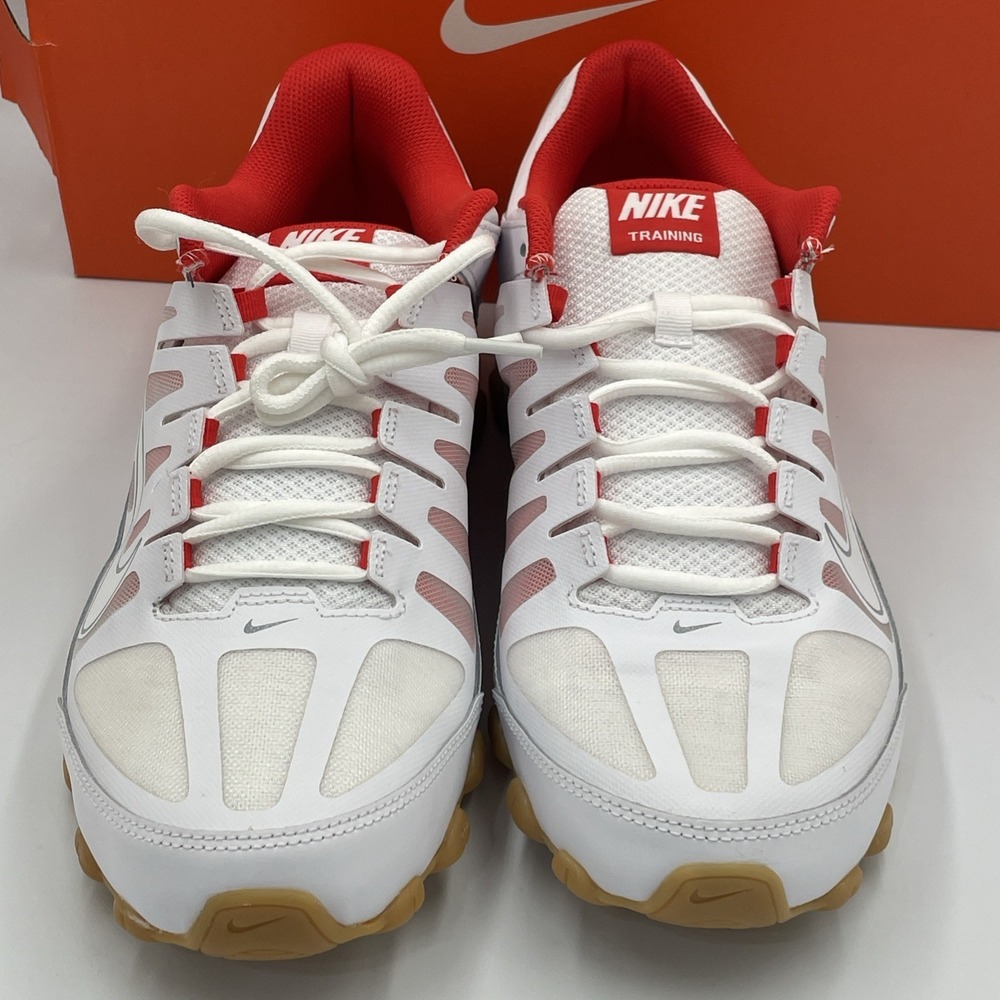 Nike Reax 8 TR Mesh Mens Training Shoes White Wolf Grey Red 621716-103 Size 9.5 - Picture 2 of 7